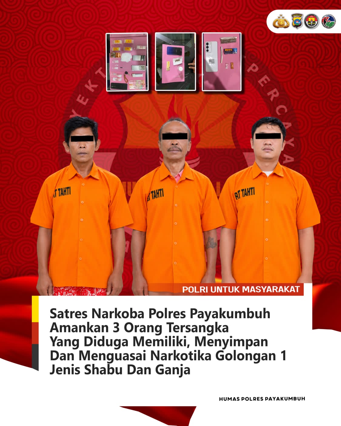 Gerebek Rumah di Bulakan Balai Kandi, Sat Narkoba Polres Payakumbuh Amankan Tiga Orang Terduga Pelaku